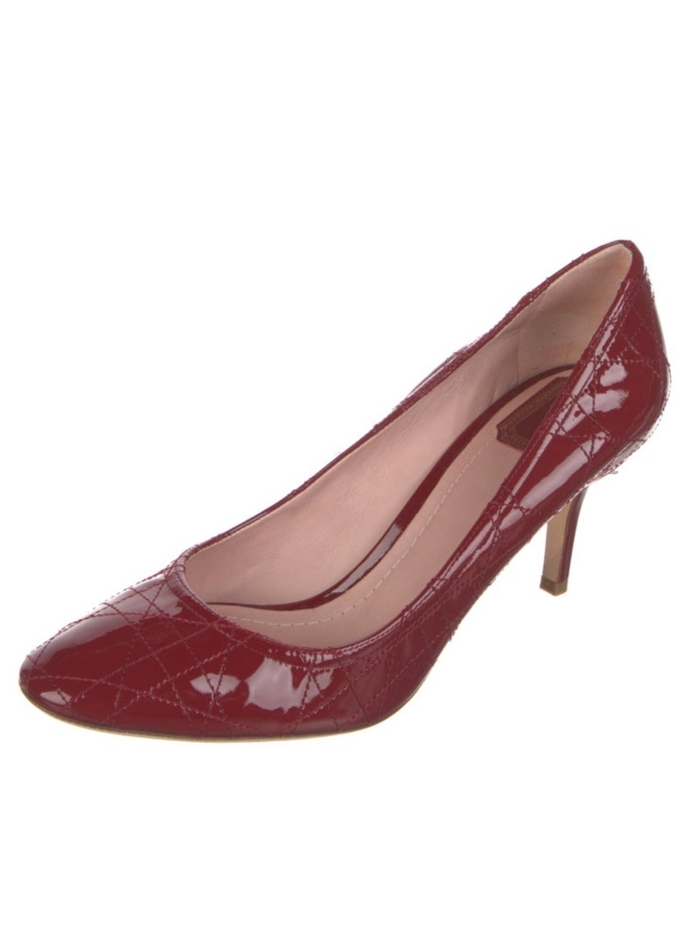 Dior Burgundy Patent Quilted Pointed-Toe Pump
